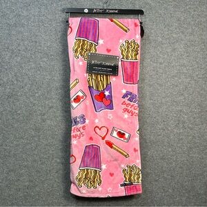 Betsey Johnson Pink “Fries Before Guys” Ultra Soft Plush Blanket 50”x70” New